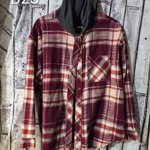 Maurices Plaid Button Down Shirt - Red and Cream